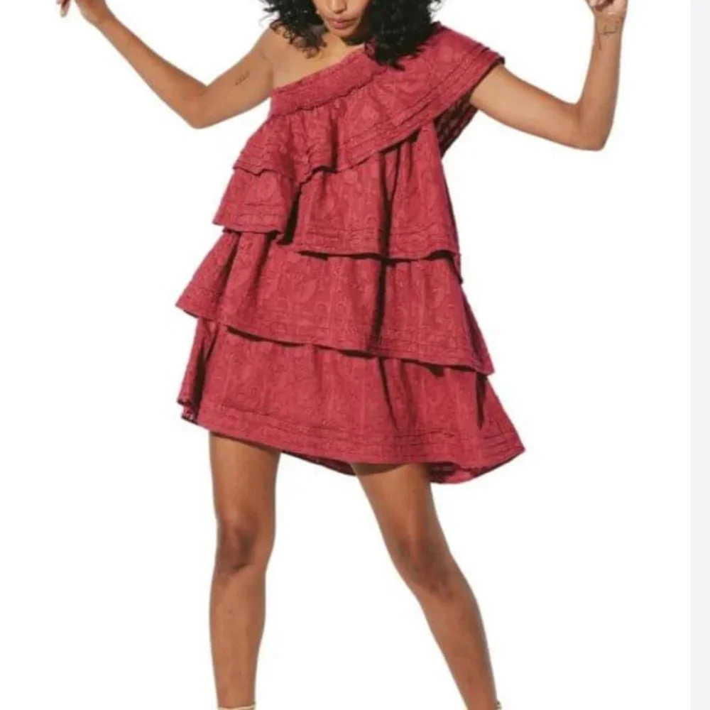 Cleobella Red One-Shoulder Ruffle Dress - Picture 2 of 5